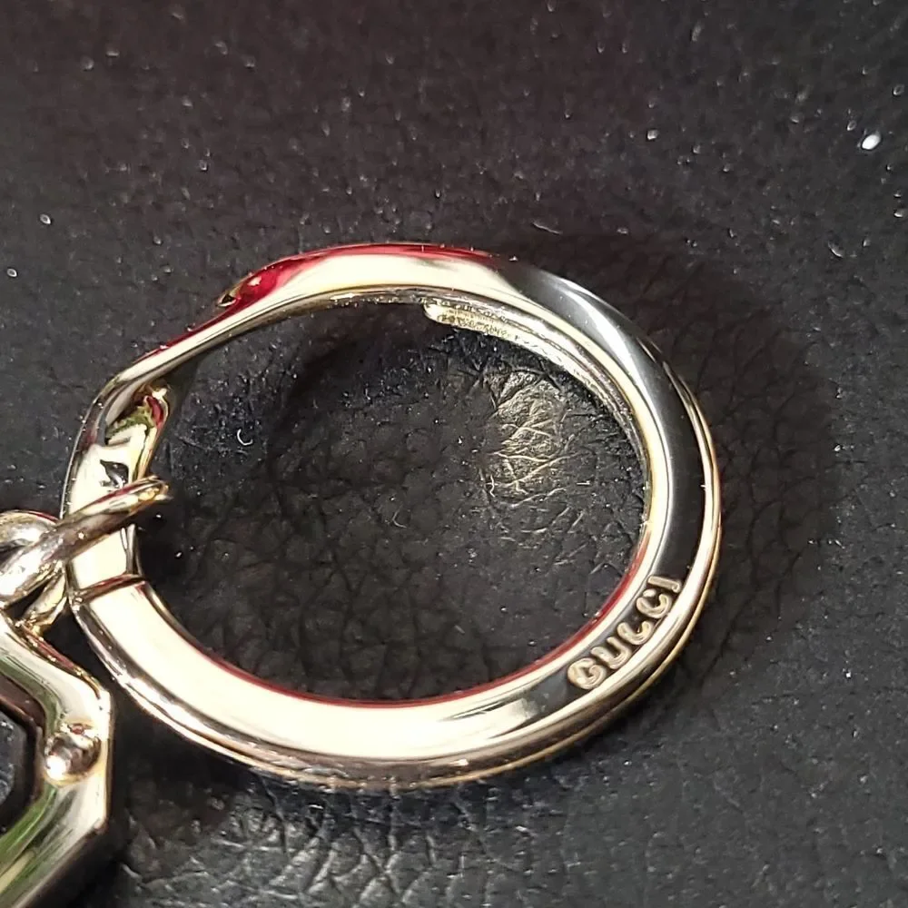 Gucci Leather Embossed Dog Tag KeyChain/Bag Charm GIFTABLE PRISTINE COND…